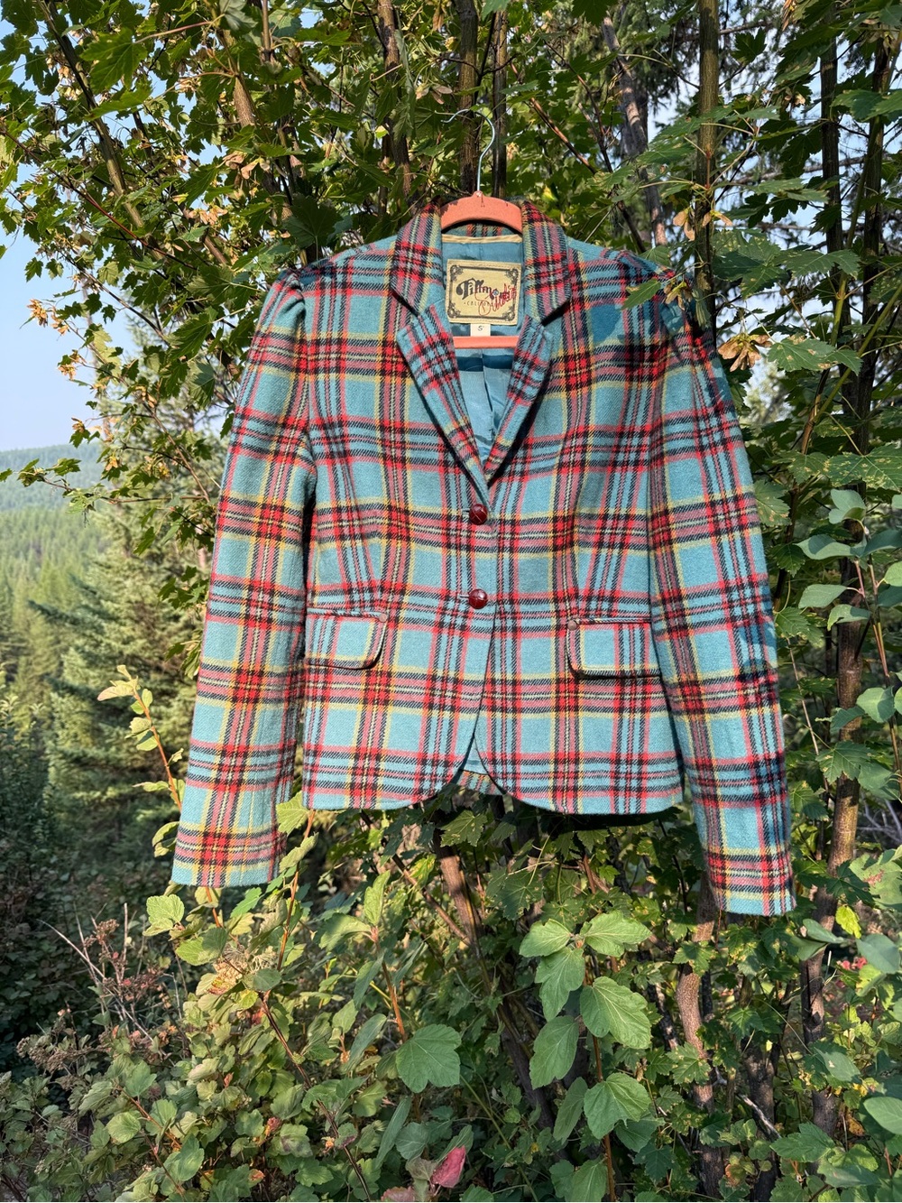 Vintage Plaid Wool Blend Blazer